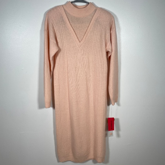 VTG Liz Claiborne Lambswool Angora Pastel Pink Cocktail Dress New Size S - Picture 1 of 11